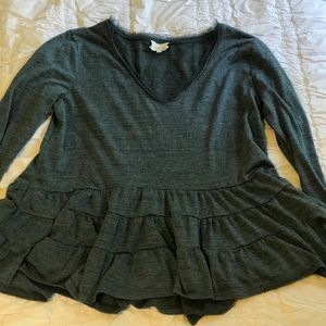 Deep Teal Long Sleeve Short With Ruffled Bottom